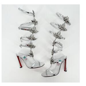 Christian Louboutin Marvel Sea Warrior Silver Gladiator Metallic Sandals EU 39